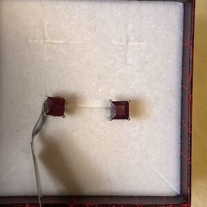 925 1.30 Carat Genuine Ruby Earrings Sterling Silver NWT